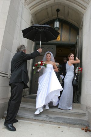 bride into rain