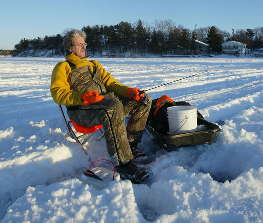 self-portrait ice fishing