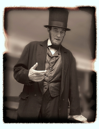 Actor Robert Rotgers portraying Abraham Lincoln