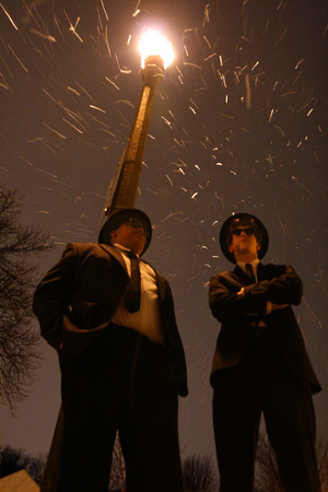Blues Brothers costumes in snowfall