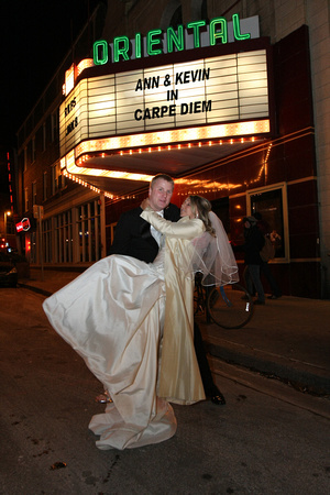 Wedding couple in front of Oriental Theater